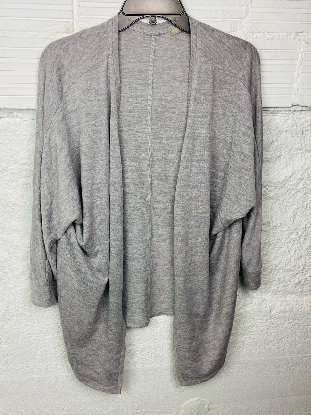 Joan Vass Light Gray Open-Front Draped Cardigan size medium